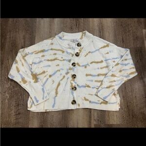 Madewell Cream and Tan Tie-Dye Sweater